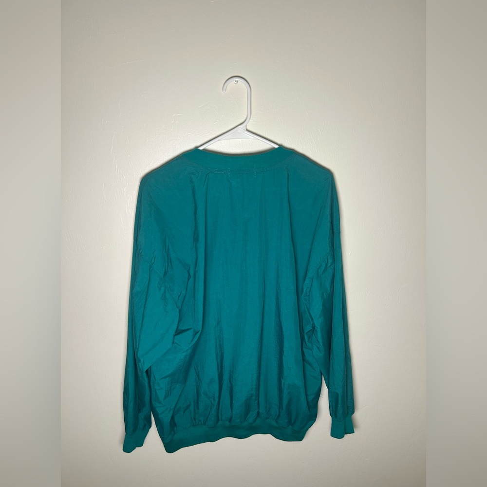 Vintage 90s Coral Bay Golf Teal Nylon V-Neck Pullover Windbreaker Size Large - Picture 4 of 8